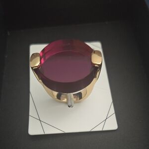 Aldo Gold Ring with Rich Burgundy Stone